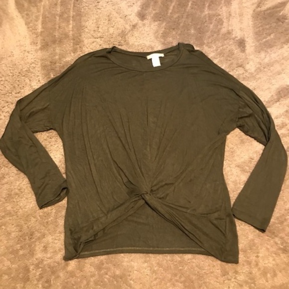 Gaze Tops - Gorgeous green front knot long sleeve shirt, M